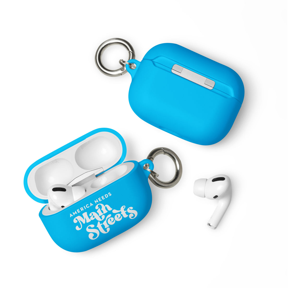 "America Needs Main Streets" (White) Rubber Case for AirPods®