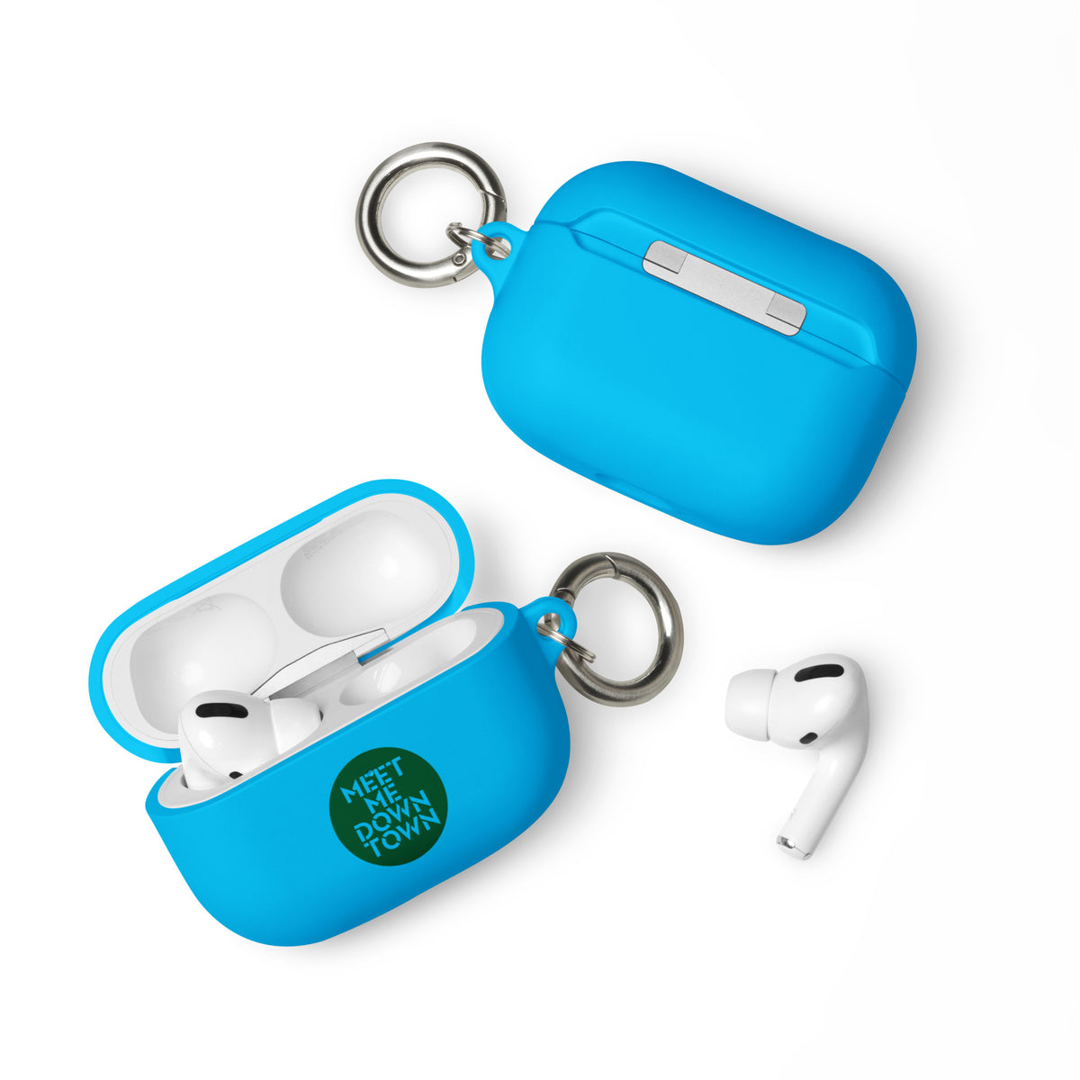 "Meet Me Downtown" (Green) Rubber Case for AirPods®