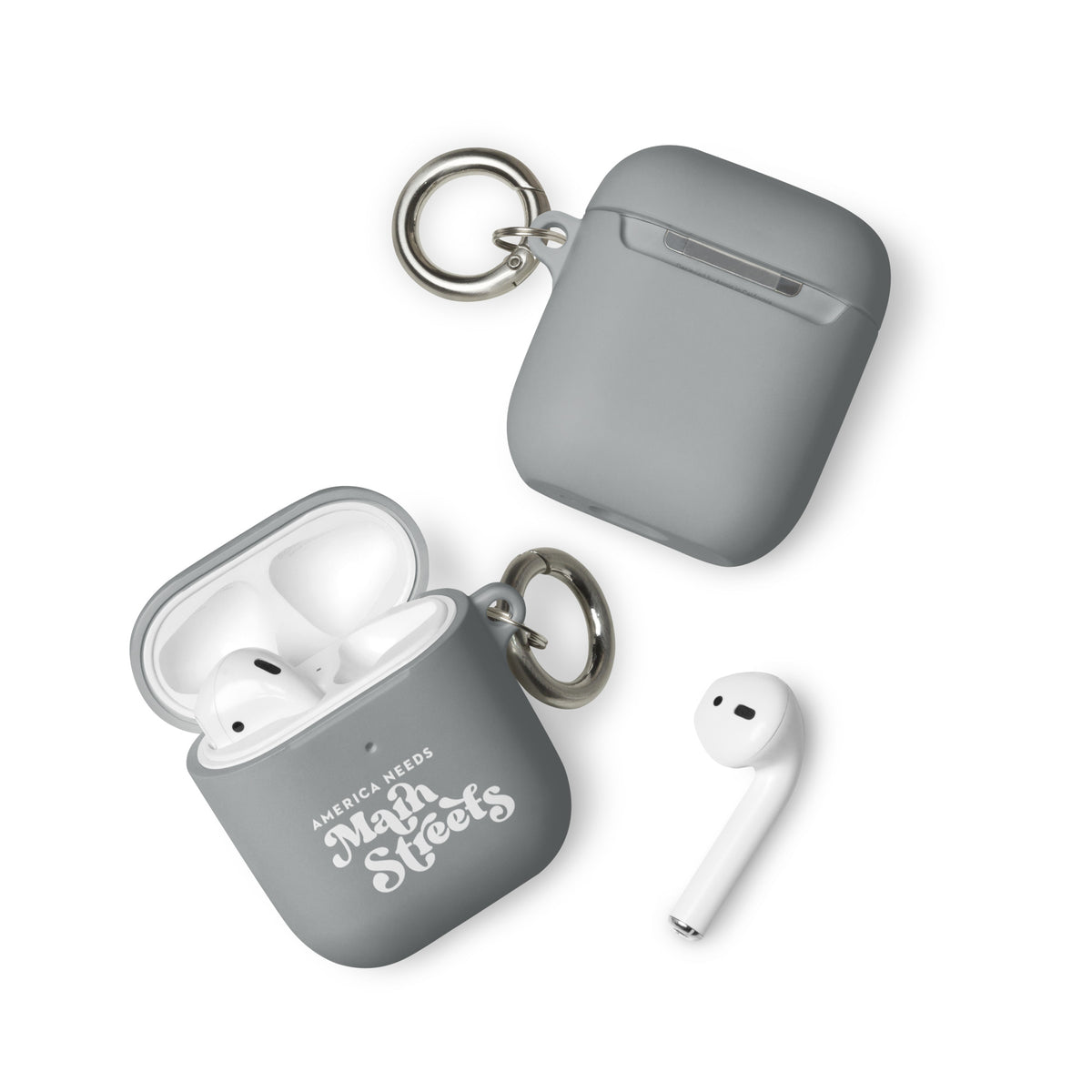 "America Needs Main Streets" (White) Rubber Case for AirPods®