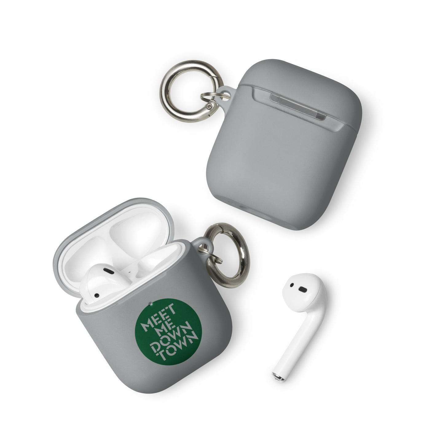 "Meet Me Downtown" (Green) Rubber Case for AirPods®