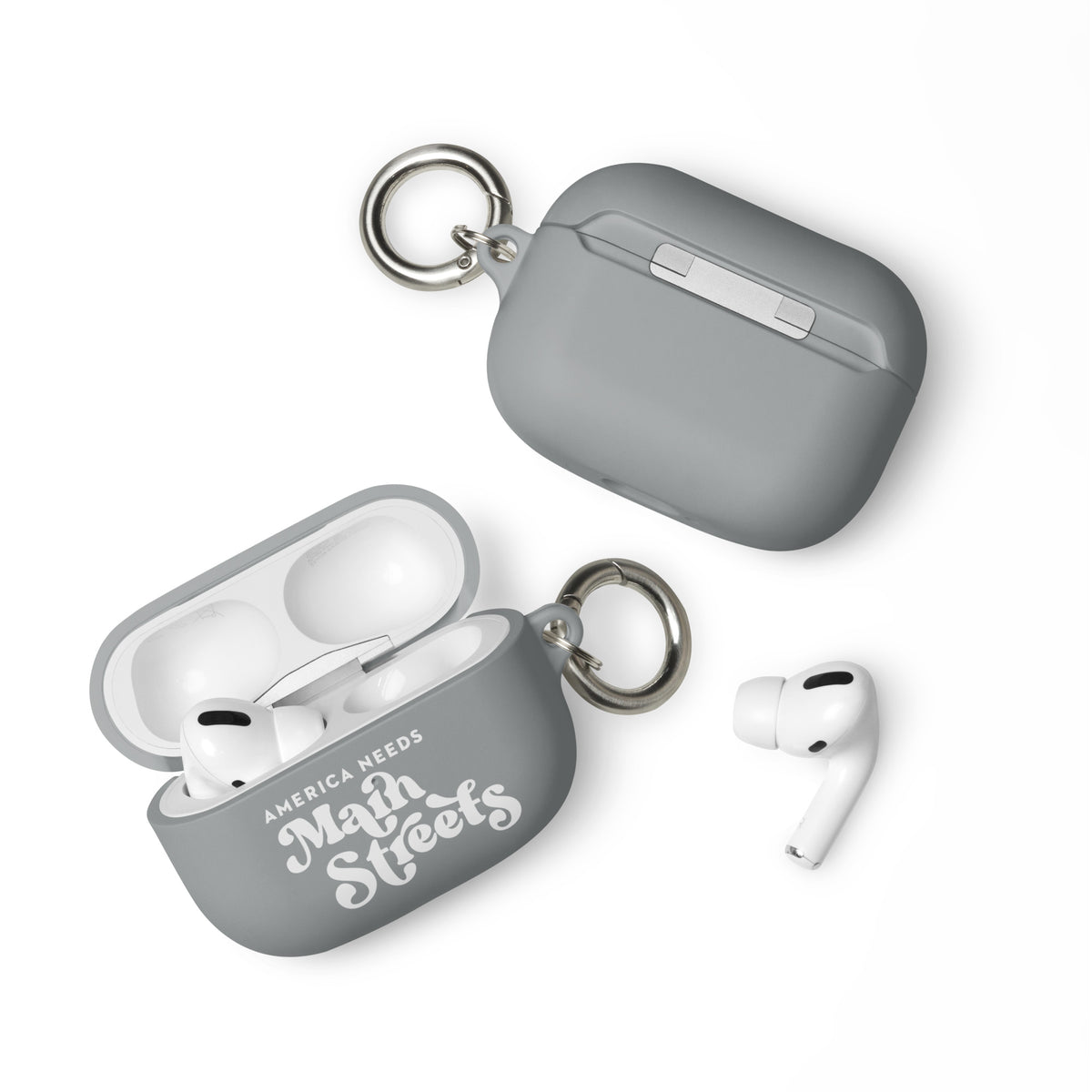 "America Needs Main Streets" (White) Rubber Case for AirPods®