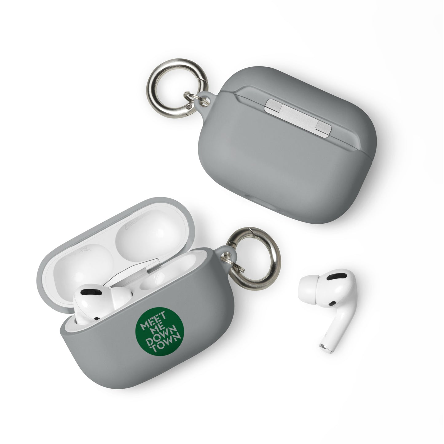 "Meet Me Downtown" (Green) Rubber Case for AirPods®