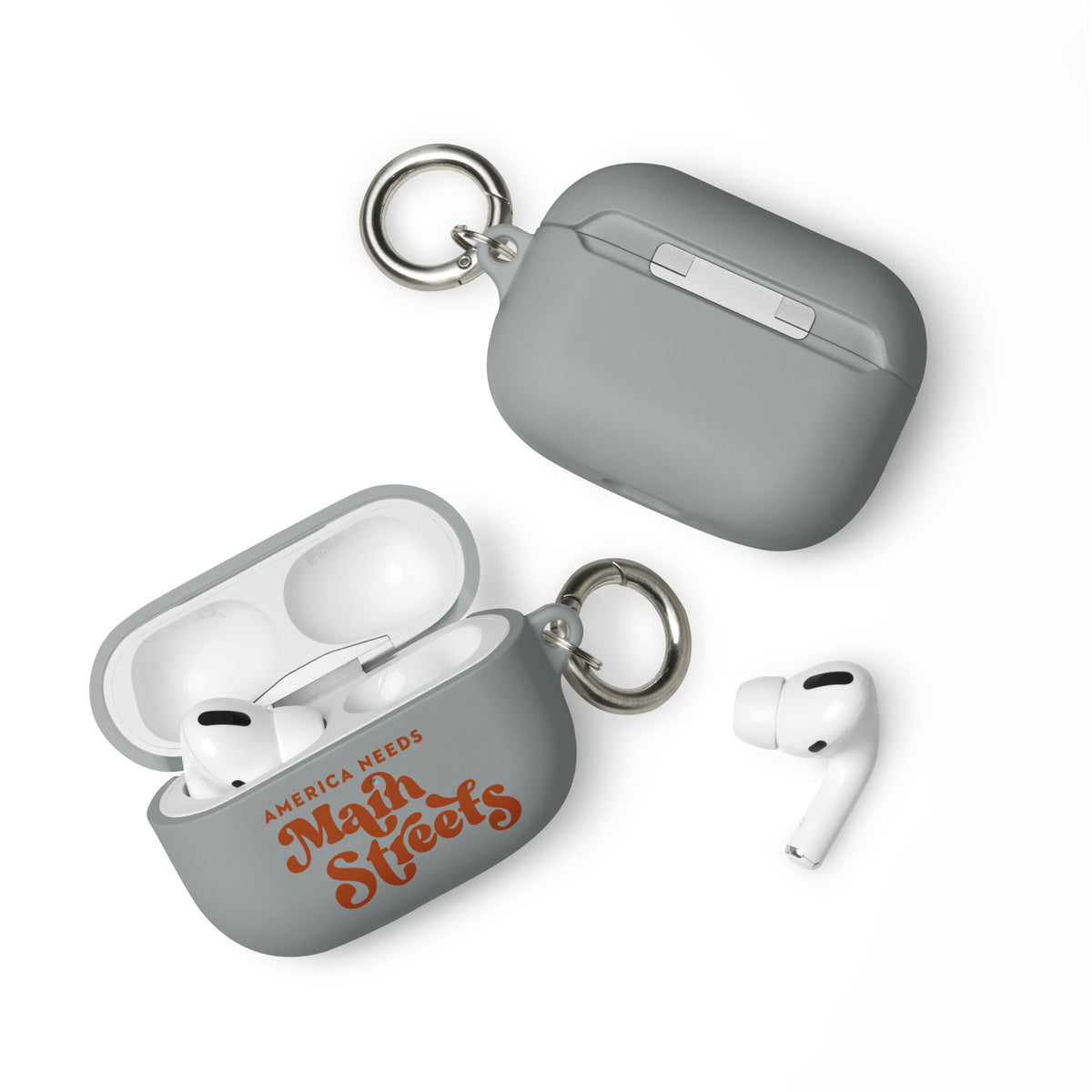 "America Needs Main Streets" (Orange) Rubber Case for AirPods®