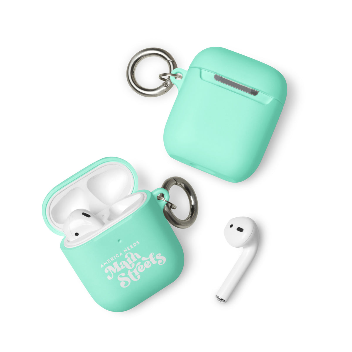 "America Needs Main Streets" (White) Rubber Case for AirPods®