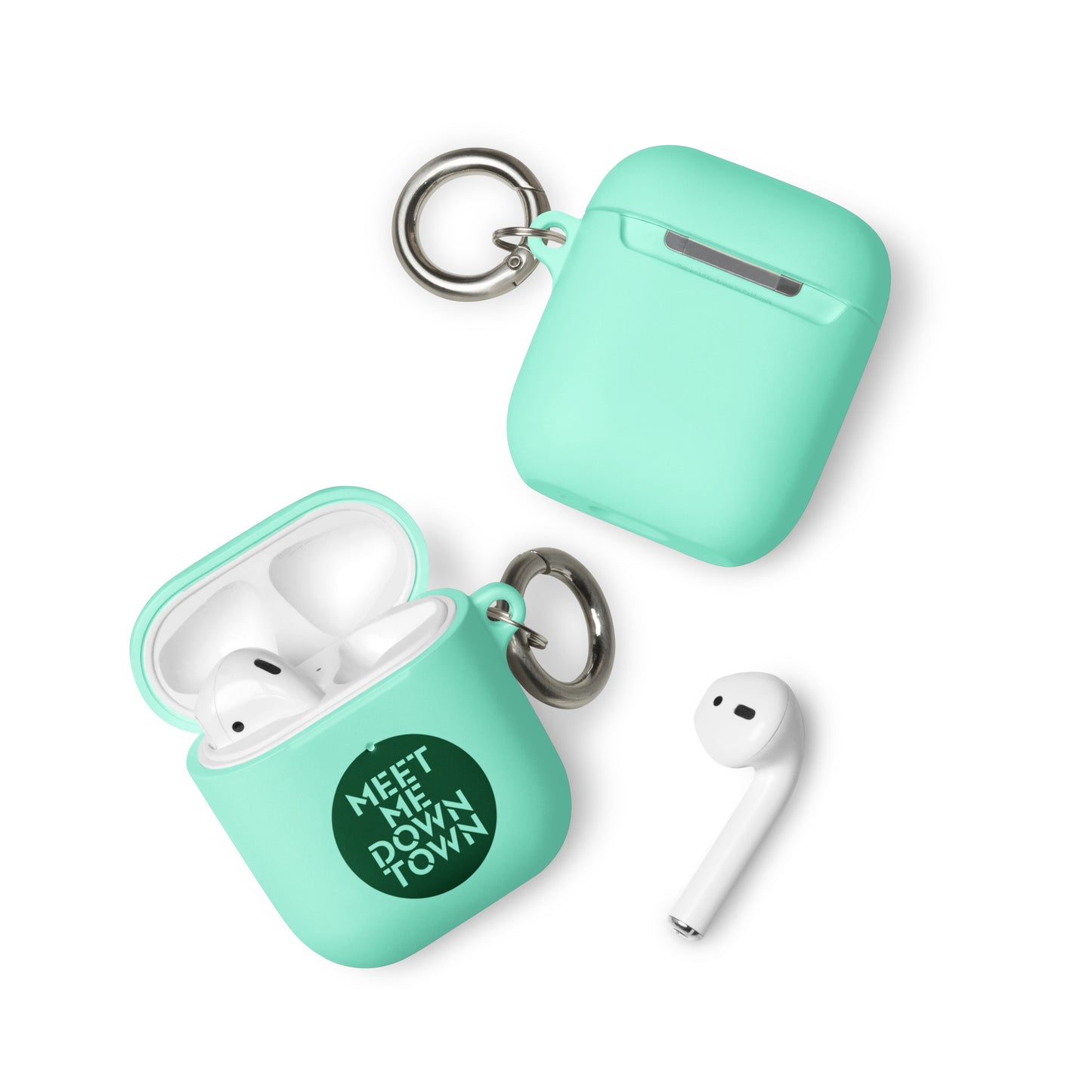 "Meet Me Downtown" (Green) Rubber Case for AirPods®