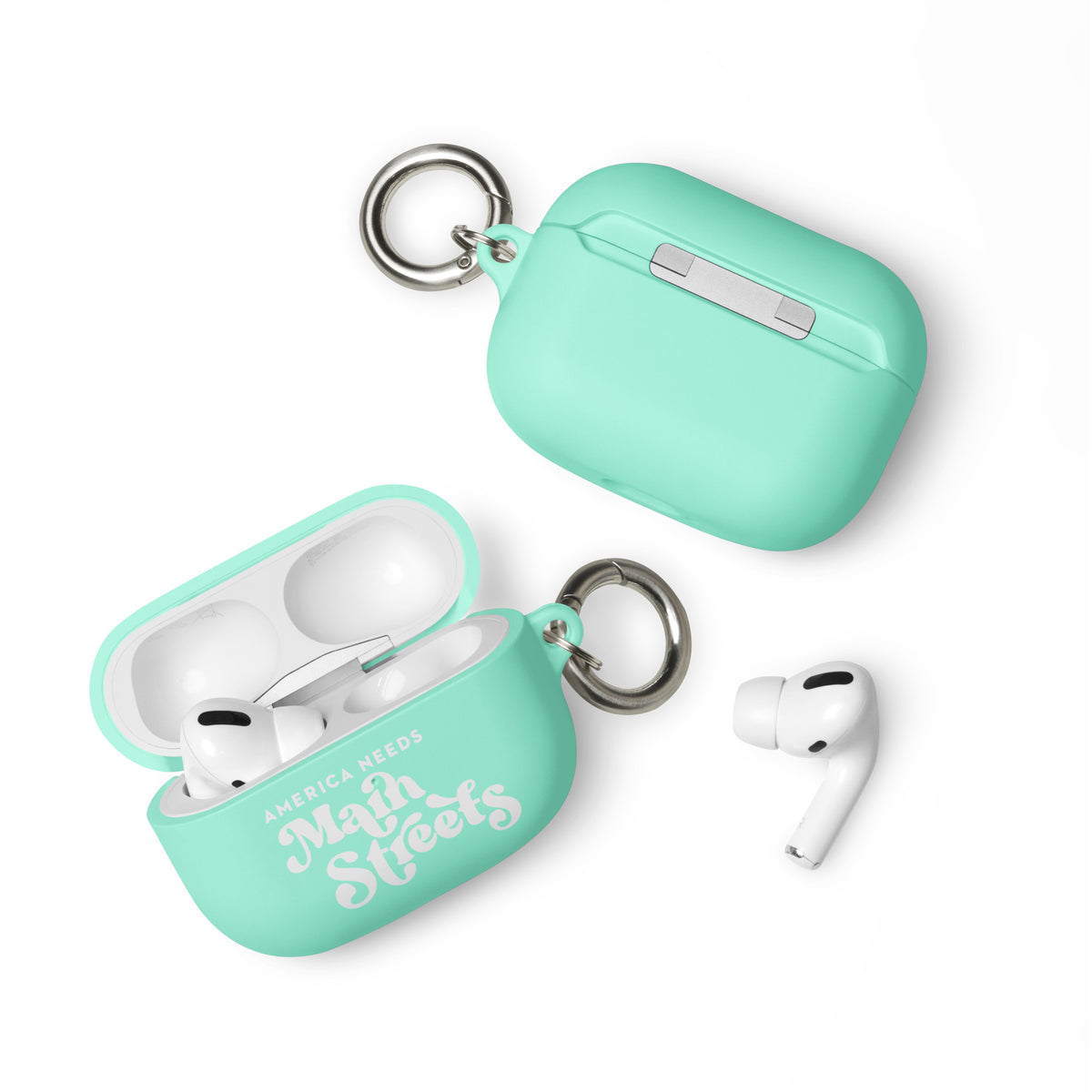 "America Needs Main Streets" (White) Rubber Case for AirPods®