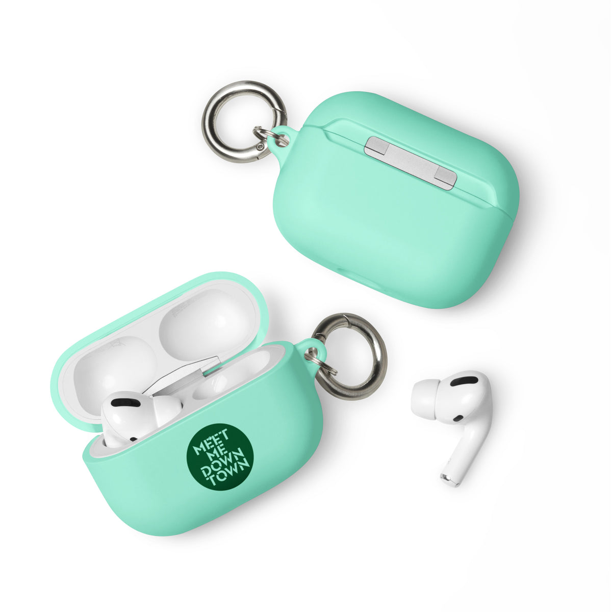 "Meet Me Downtown" (Green) Rubber Case for AirPods®