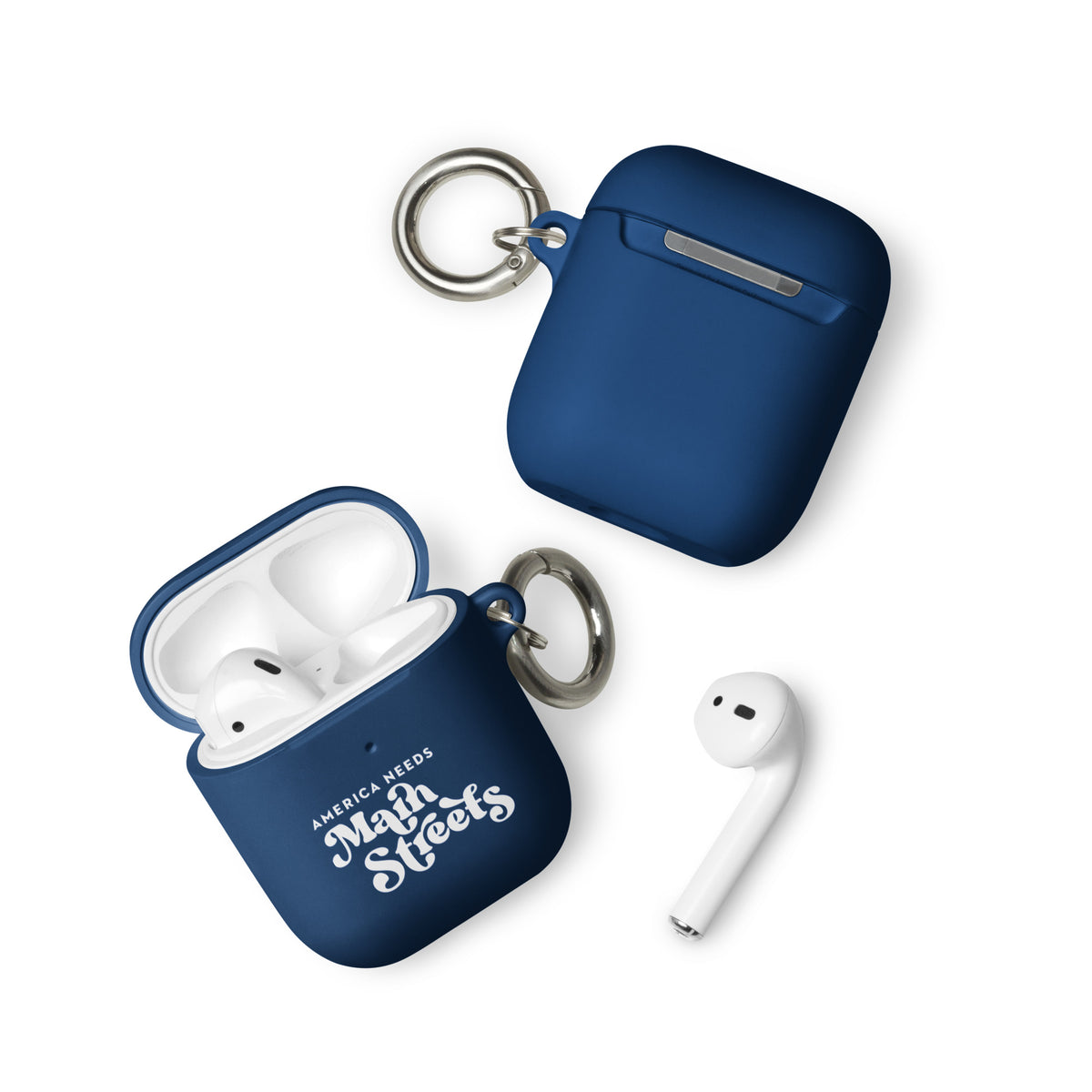 "America Needs Main Streets" (White) Rubber Case for AirPods®