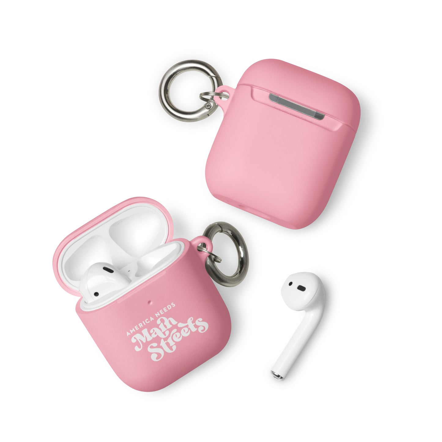 "America Needs Main Streets" (White) Rubber Case for AirPods®