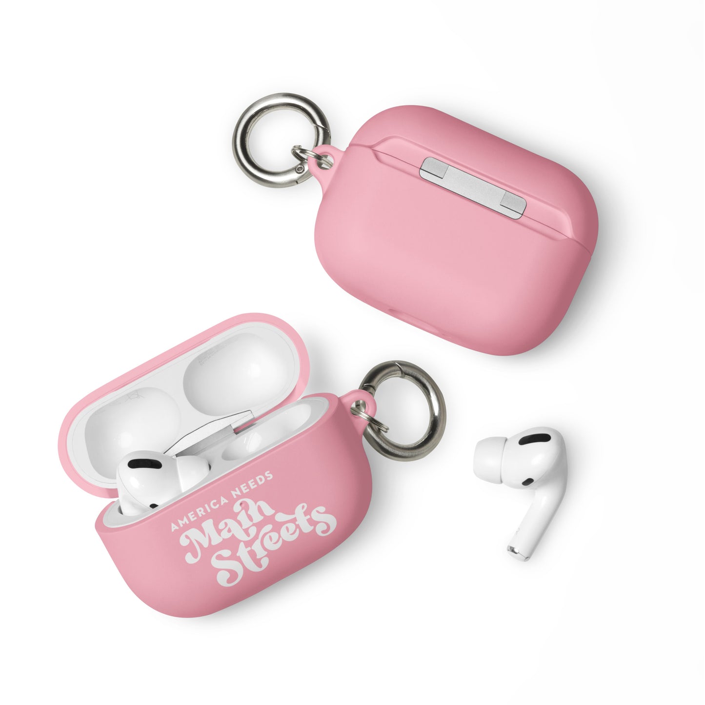 "America Needs Main Streets" (White) Rubber Case for AirPods®