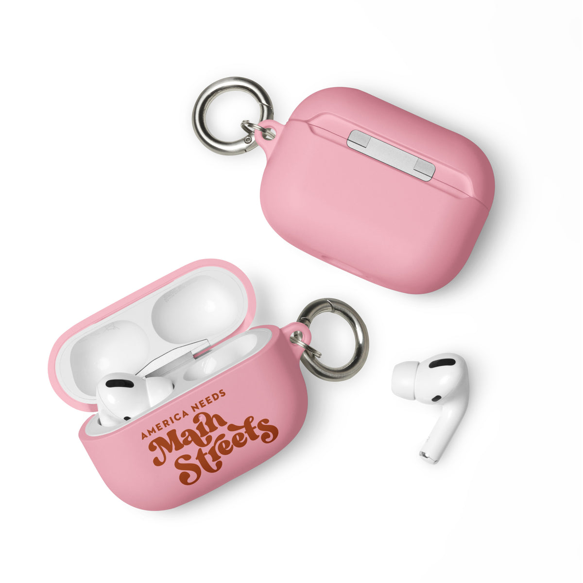 "America Needs Main Streets" (Orange) Rubber Case for AirPods®