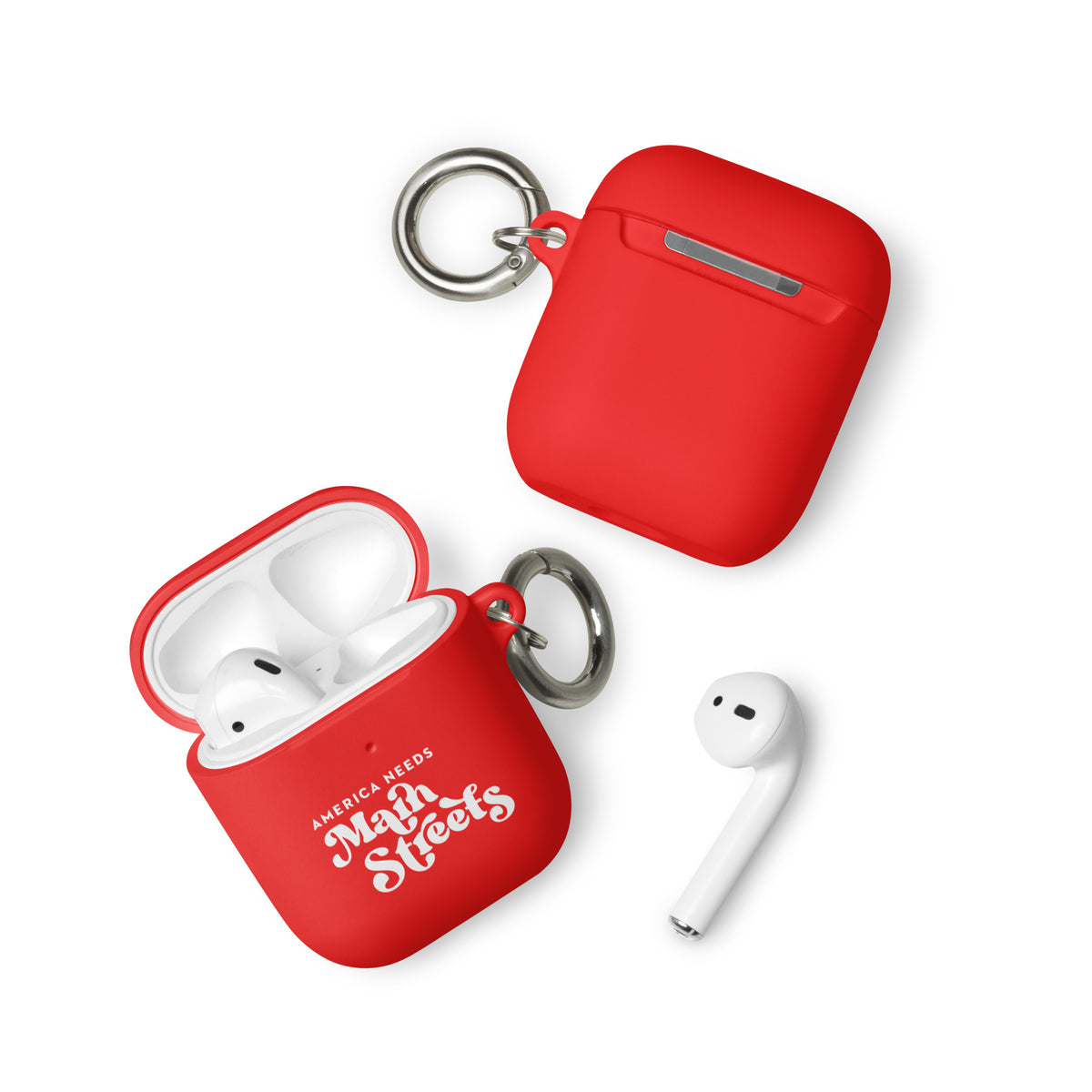 "America Needs Main Streets" (White) Rubber Case for AirPods®