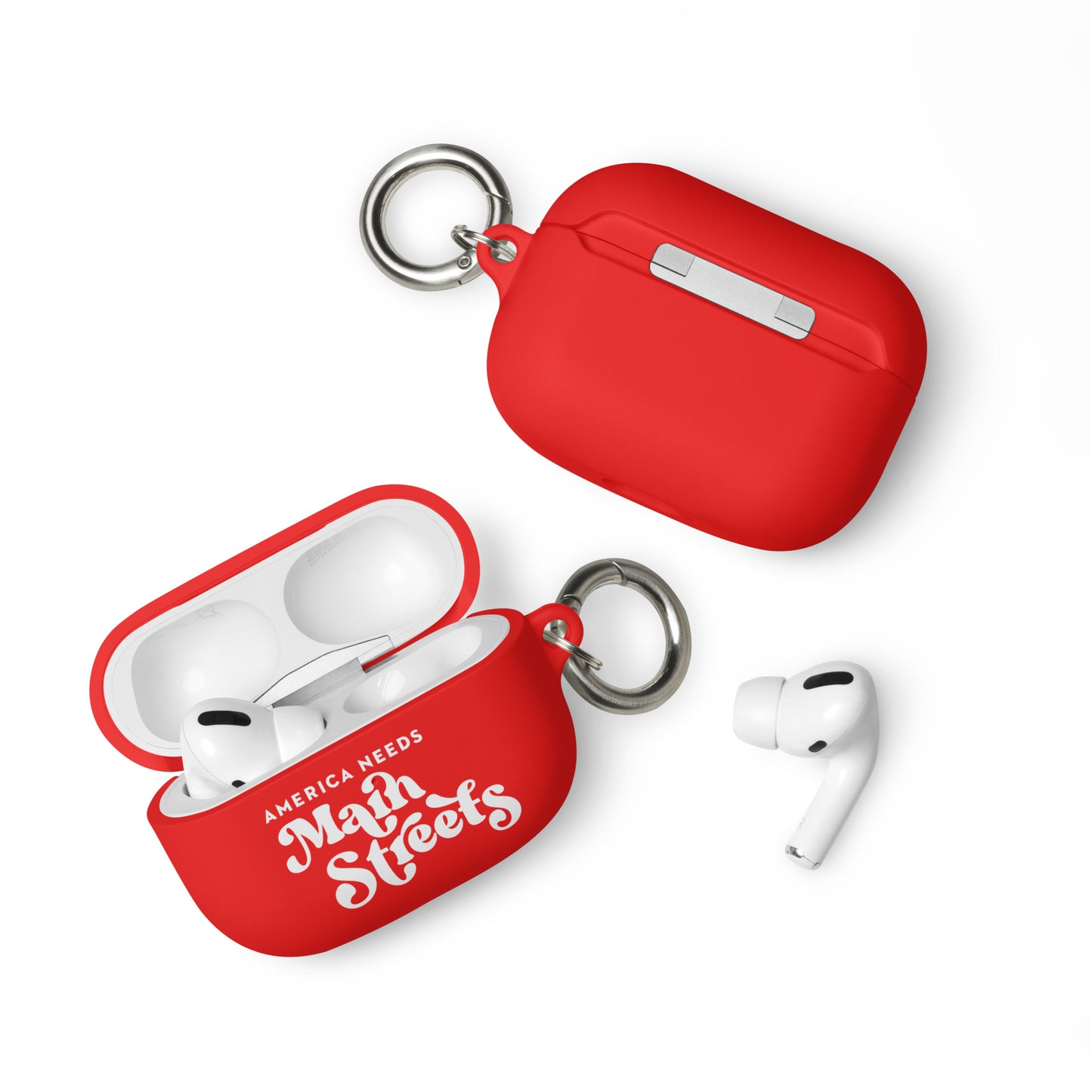 "America Needs Main Streets" (White) Rubber Case for AirPods®