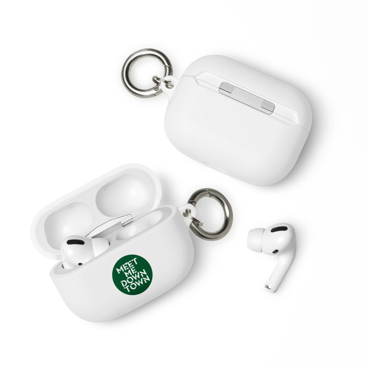 "Meet Me Downtown" (Green) Rubber Case for AirPods®