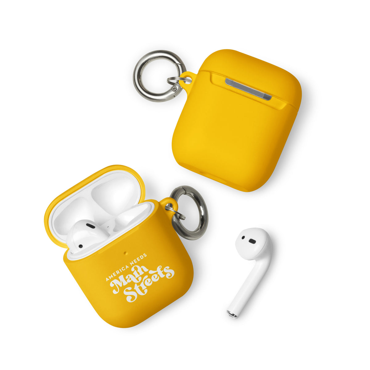 "America Needs Main Streets" (White) Rubber Case for AirPods®