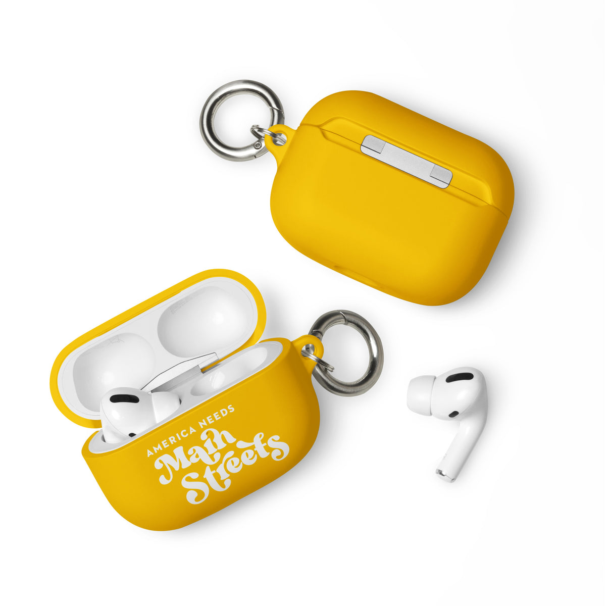 "America Needs Main Streets" (White) Rubber Case for AirPods®