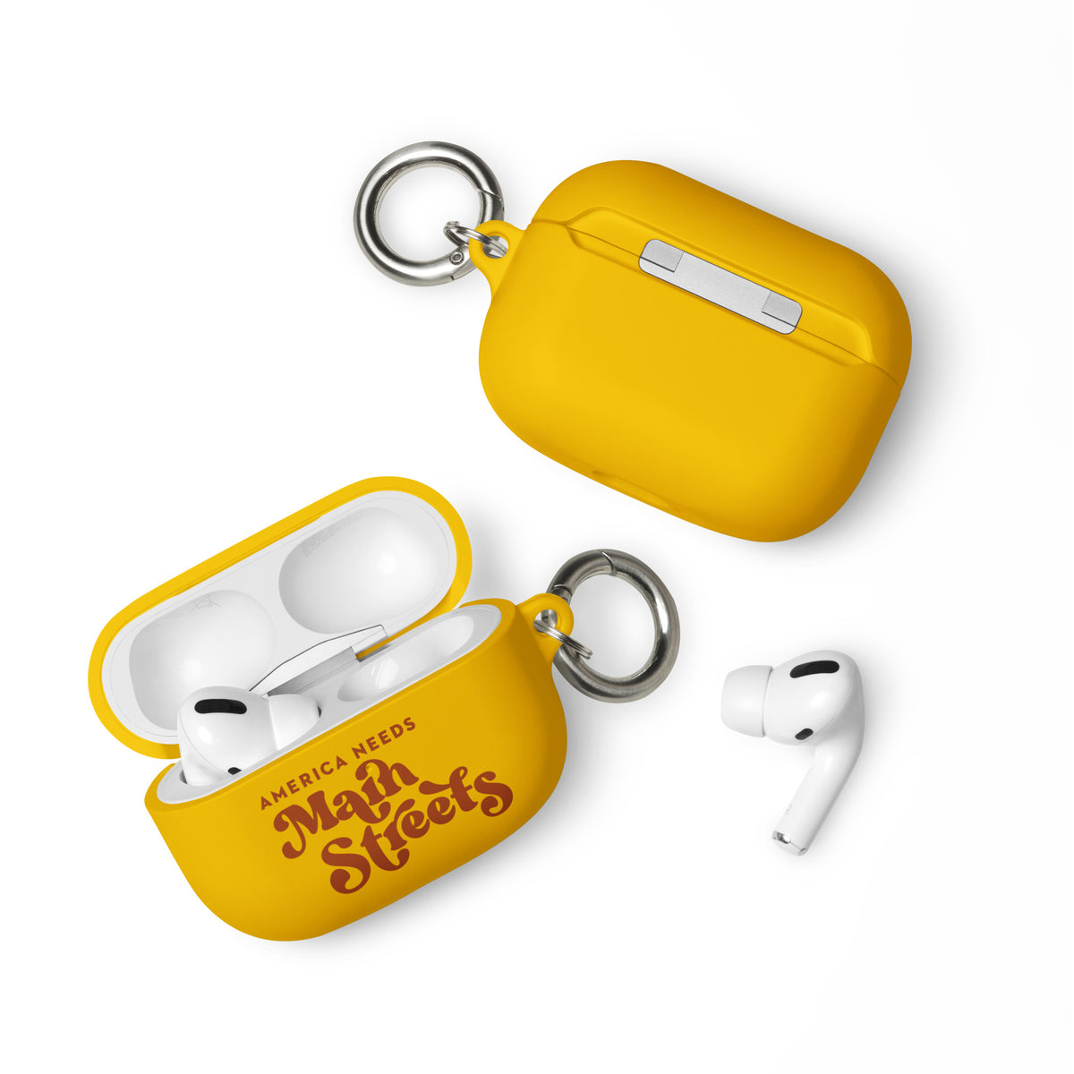 "America Needs Main Streets" (Orange) Rubber Case for AirPods®