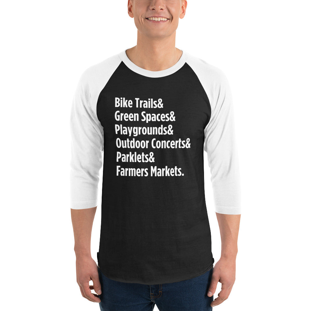 "Only on Main Street" (Greenspaces) 3/4 Sleeve Raglan Shirt
