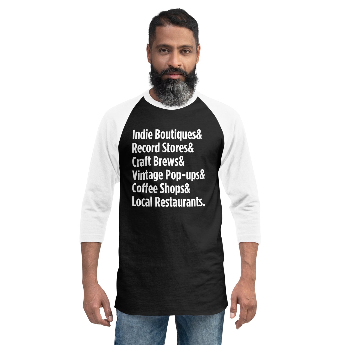 "Only on Main Street" (Local Businesses) 3/4 Sleeve Raglan Shirt
