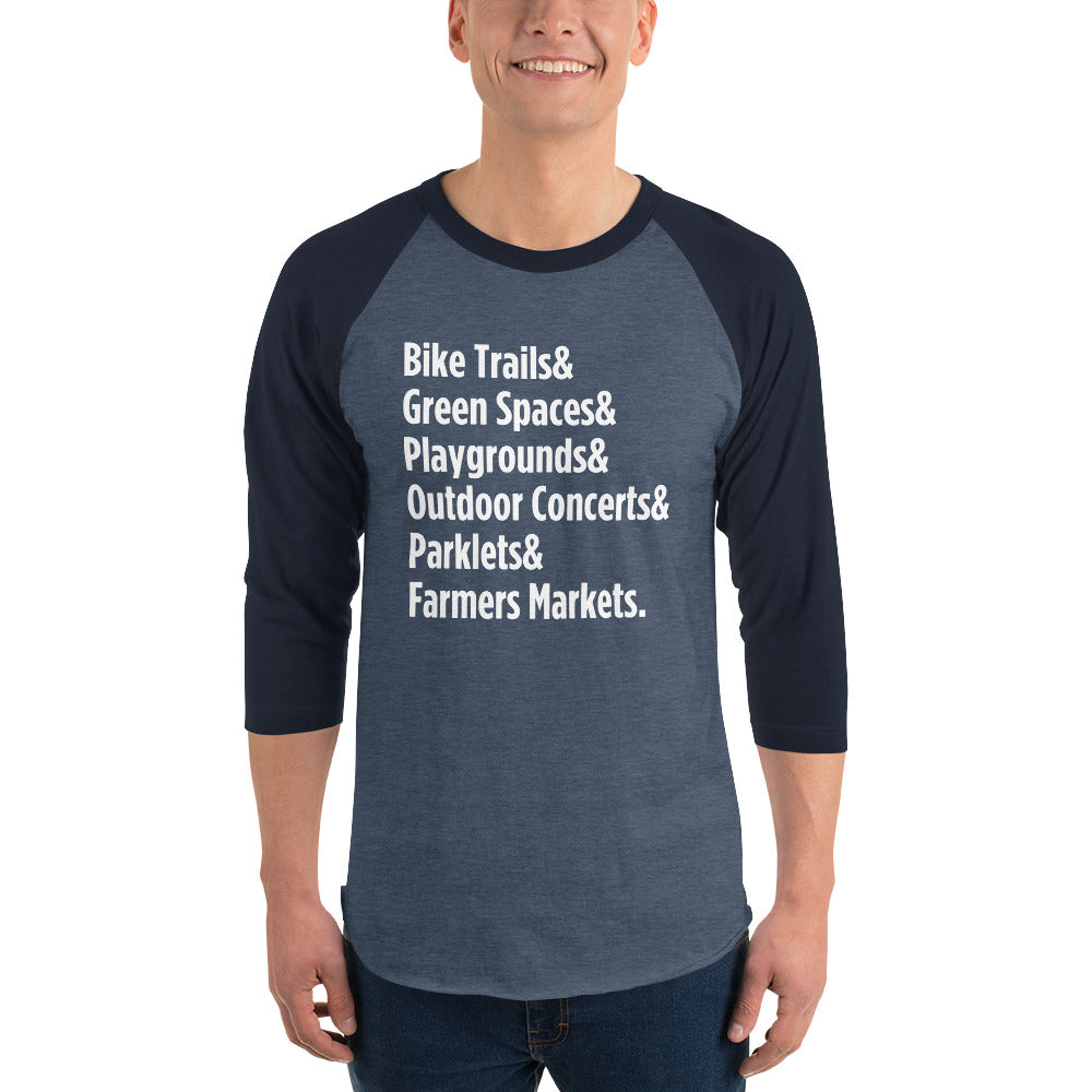 "Only on Main Street" (Greenspaces) 3/4 Sleeve Raglan Shirt
