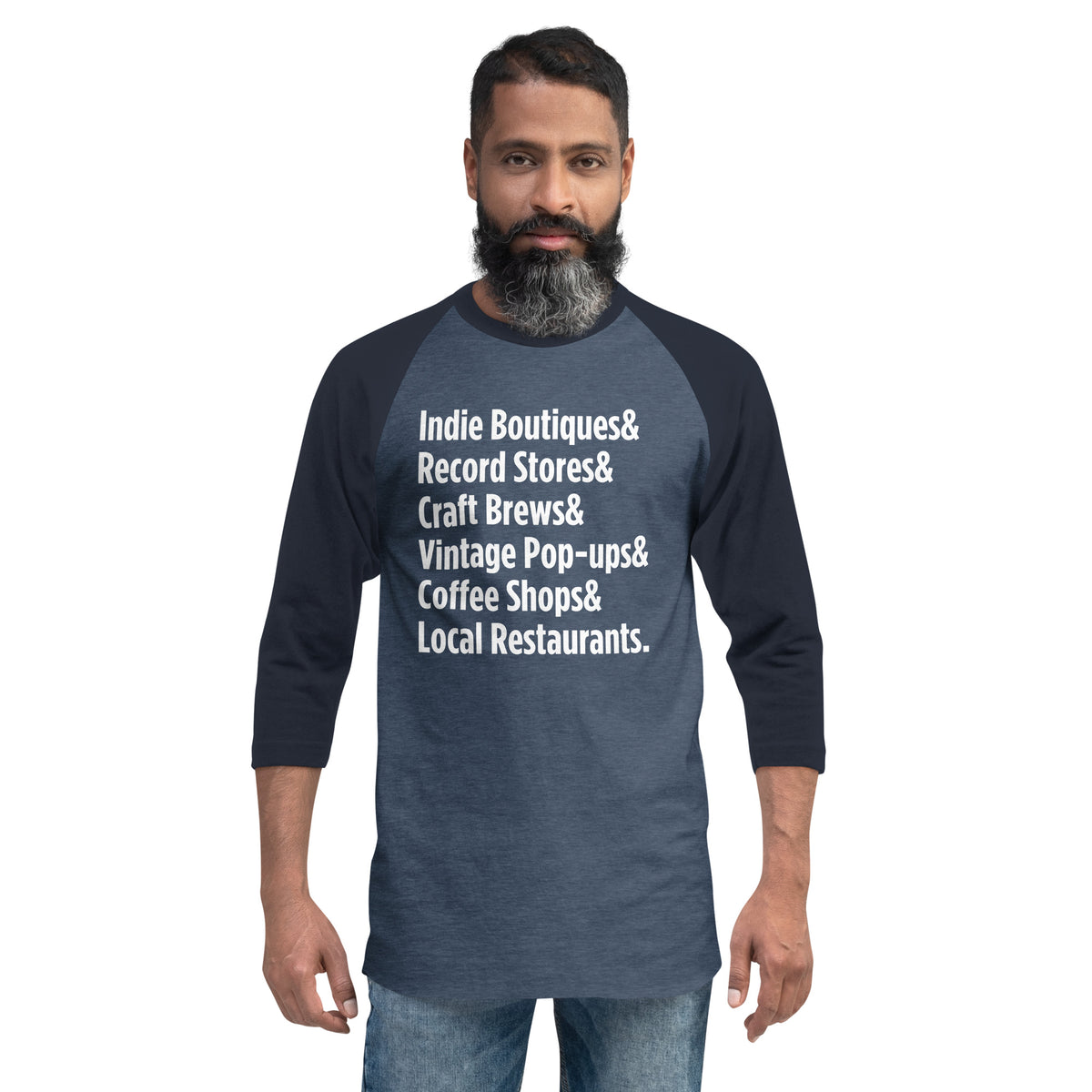"Only on Main Street" (Local Businesses) 3/4 Sleeve Raglan Shirt