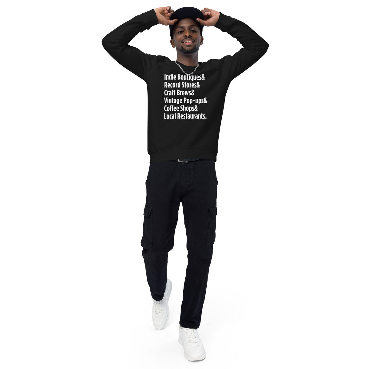 "Only on Main Street" (Local Business) Unisex Organic Raglan Sweatshirt