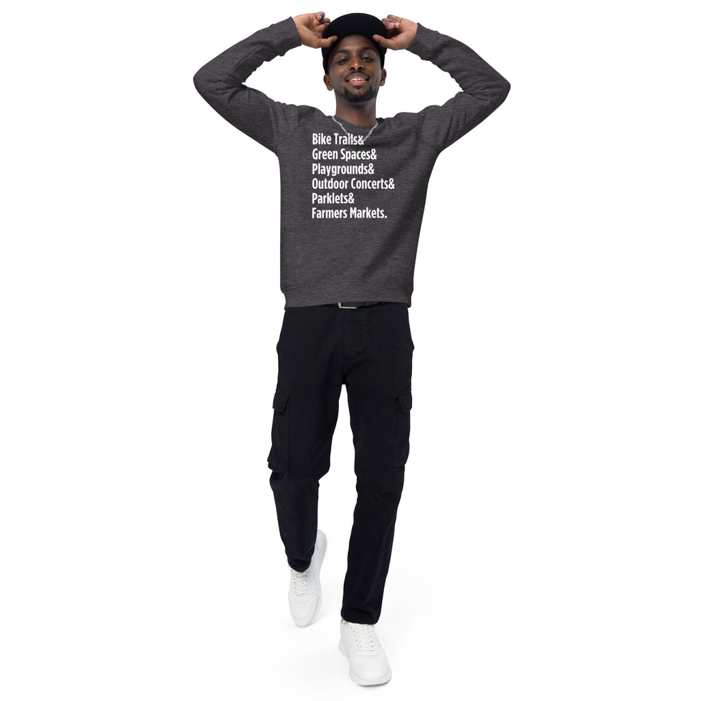"Only on Main Street" (Greenspaces) Unisex Organic Raglan Sweatshirt
