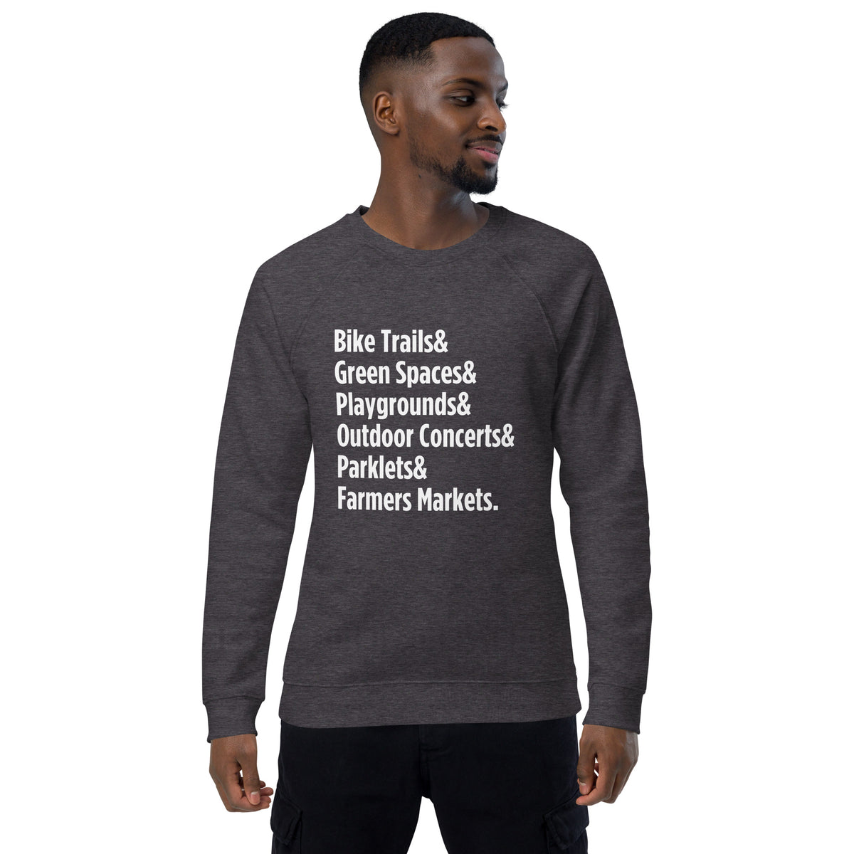 "Only on Main Street" (Greenspaces) Unisex Organic Raglan Sweatshirt