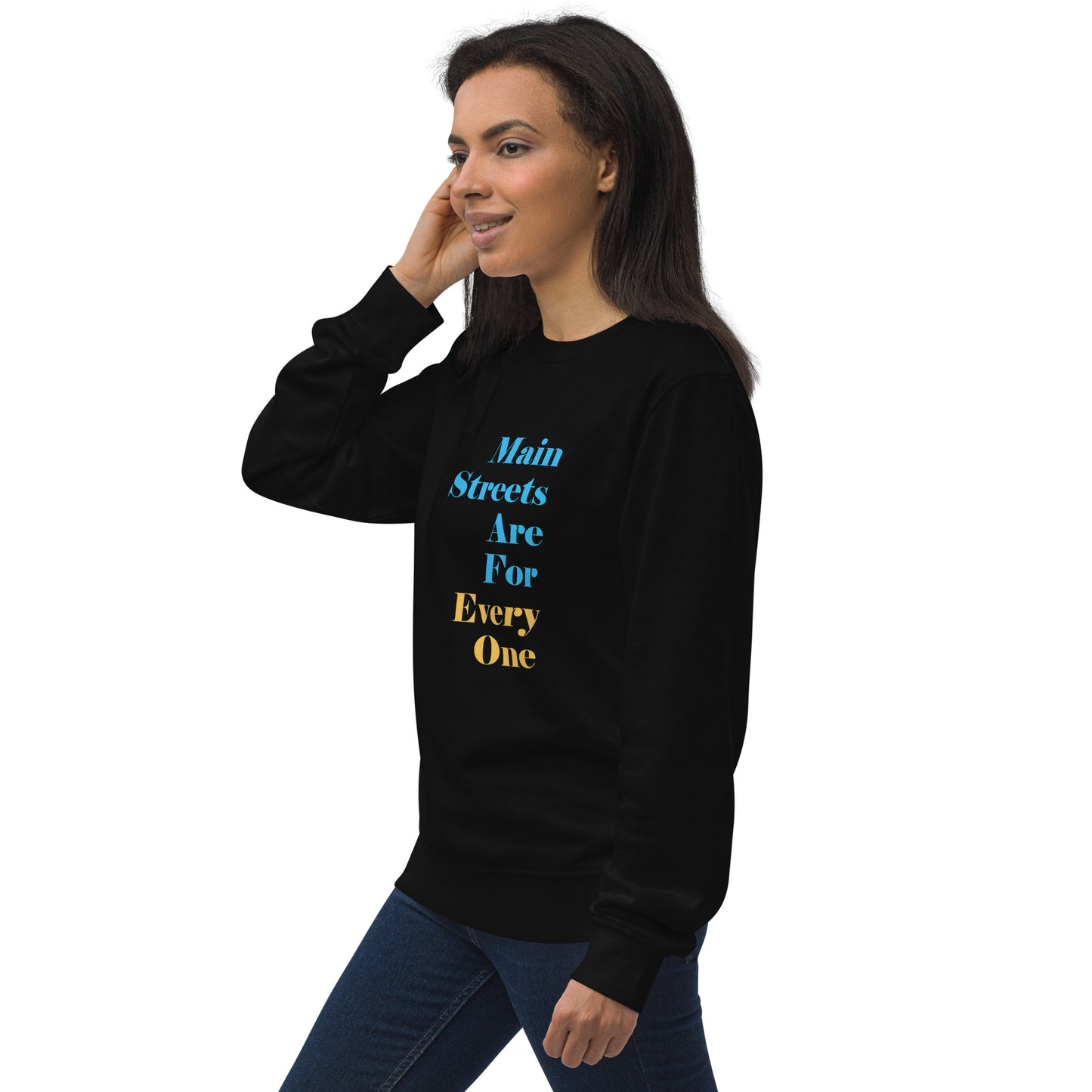 Main Streets Are For Everyone (Blue & Yellow) Unisex Organic Sweatshirt