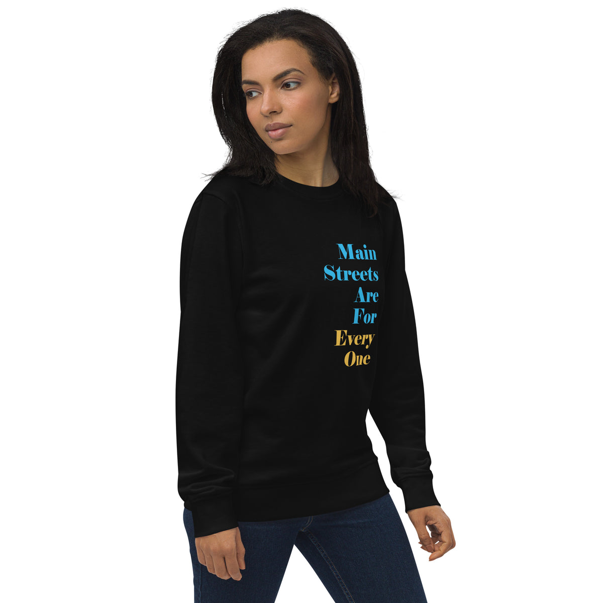 Main Streets Are For Everyone (Blue & Yellow) Unisex Organic Sweatshirt
