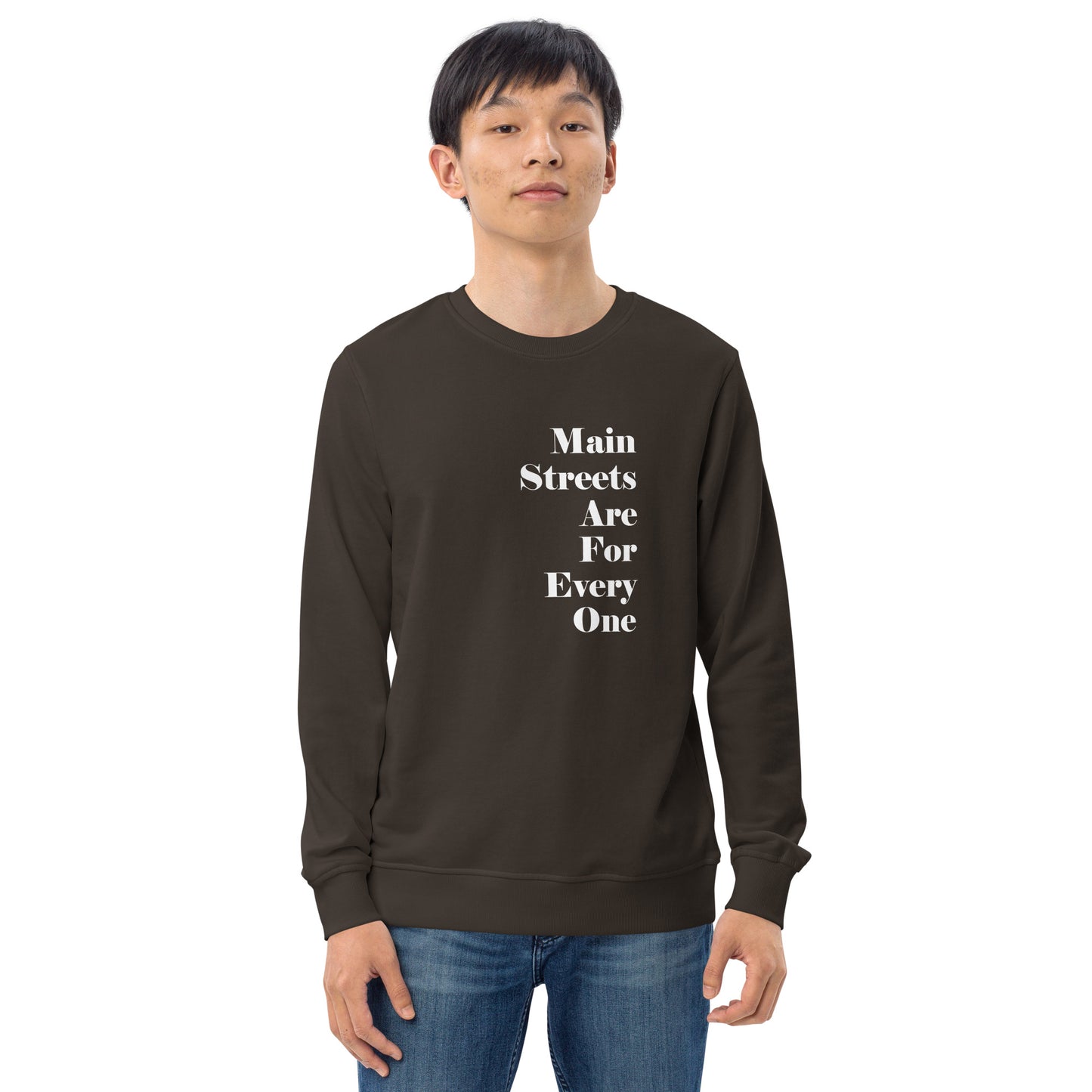 Main Streets Are For Everyone (White) Unisex Organic Sweatshirt