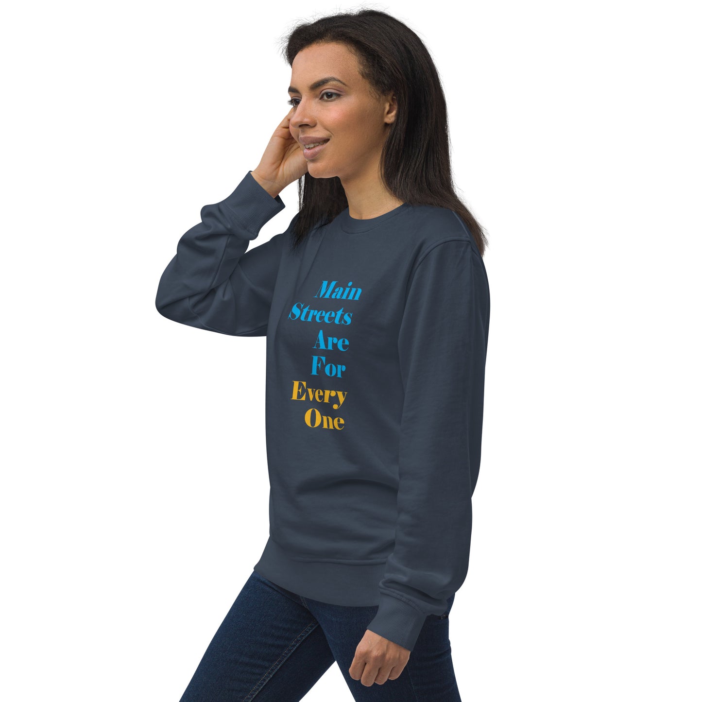 Main Streets Are For Everyone (Blue & Yellow) Unisex Organic Sweatshirt