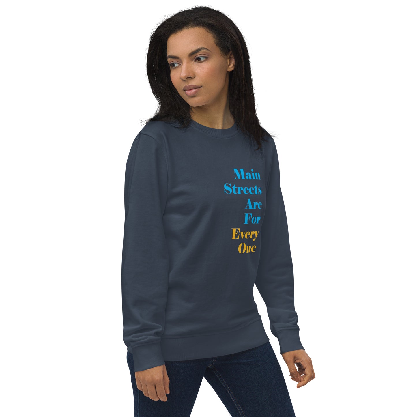 Main Streets Are For Everyone (Blue & Yellow) Unisex Organic Sweatshirt