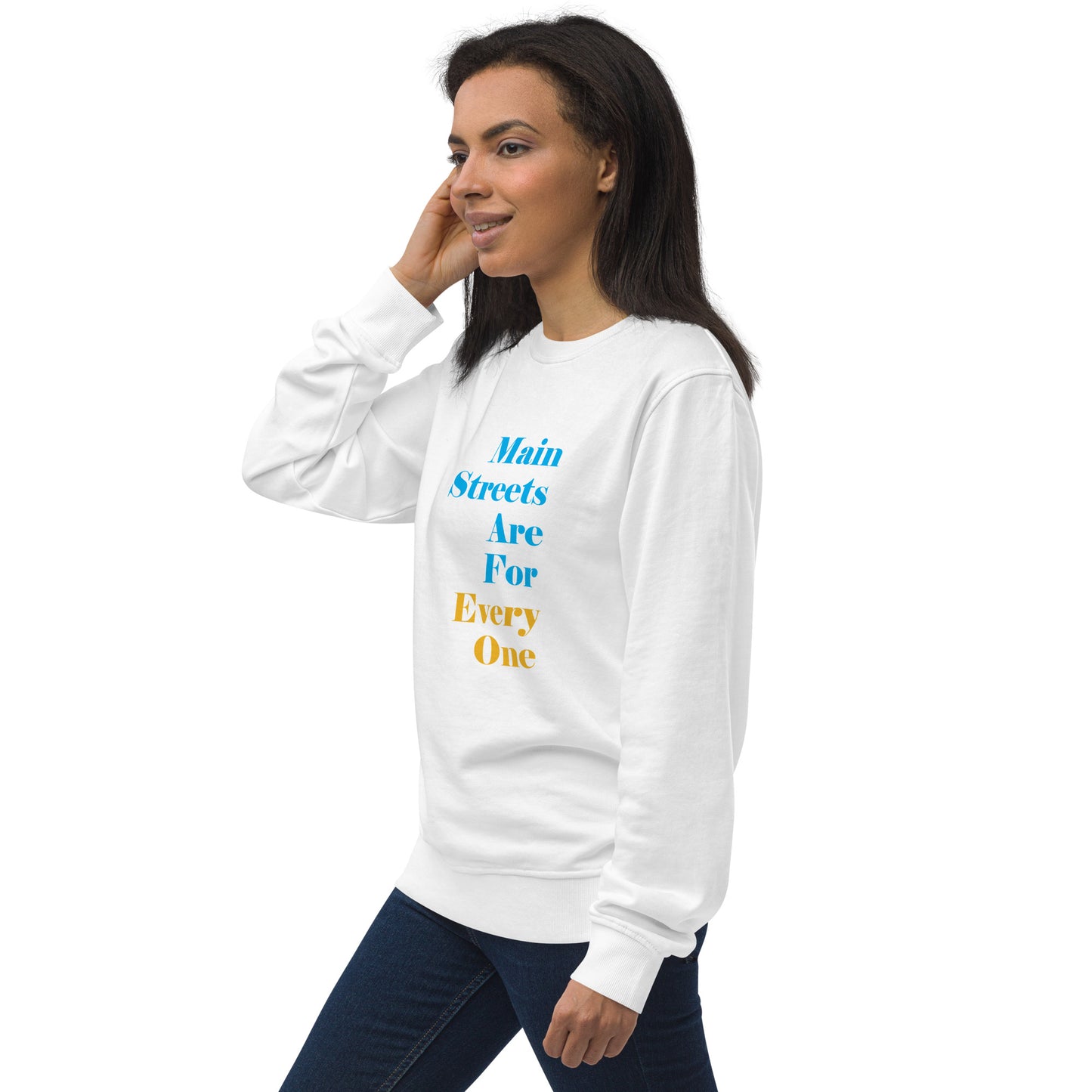 Main Streets Are For Everyone (Blue & Yellow) Unisex Organic Sweatshirt