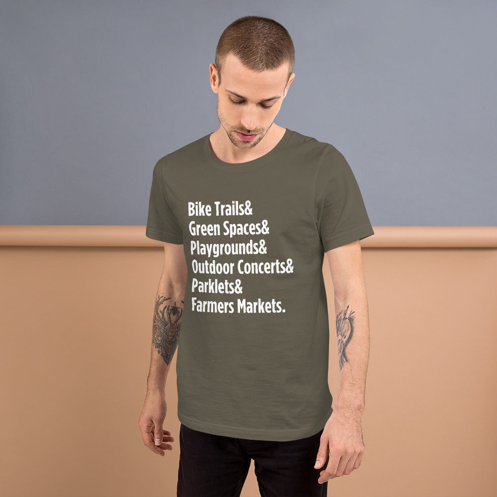 "Only on Main Street" (Greenspaces) Unisex T-shirt