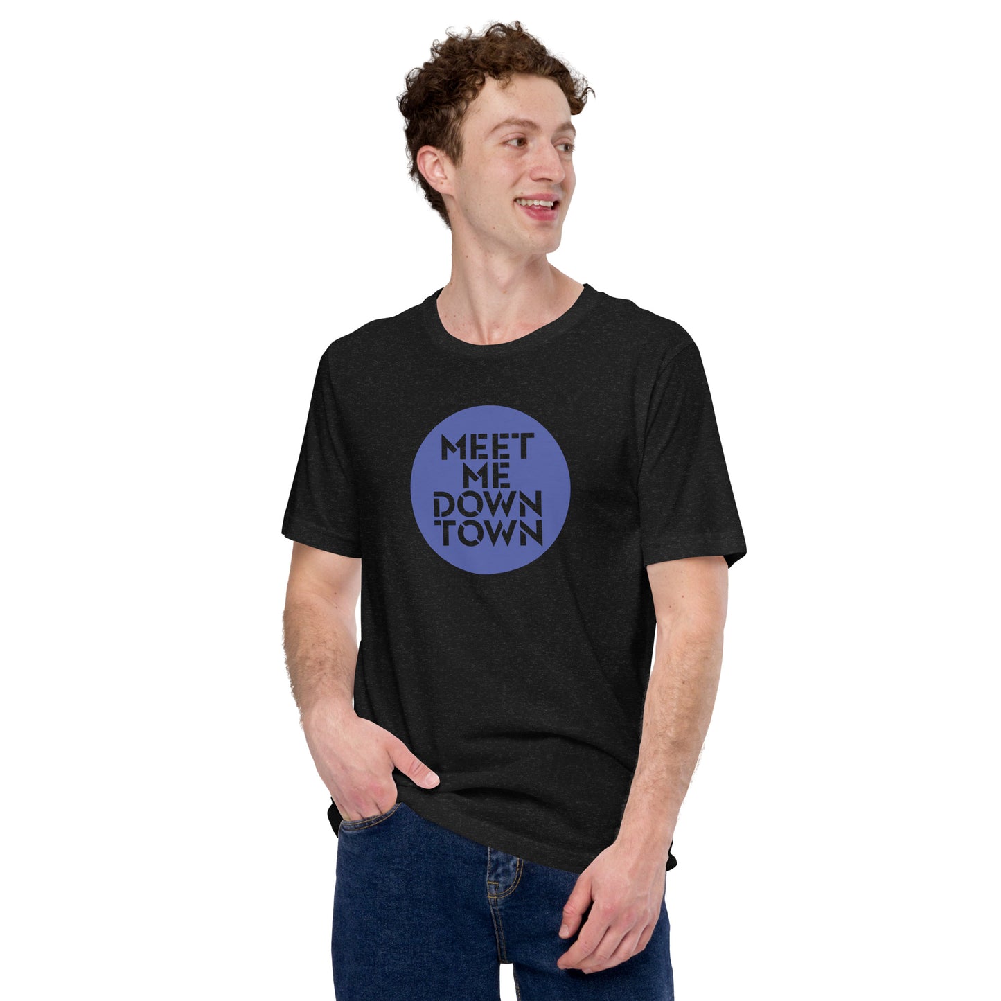 Customizable "Meet Me Downtown" Blue Unisex T-shirt