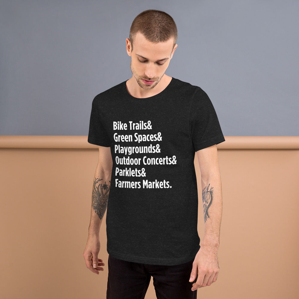 "Only on Main Street" (Greenspaces) Unisex T-shirt