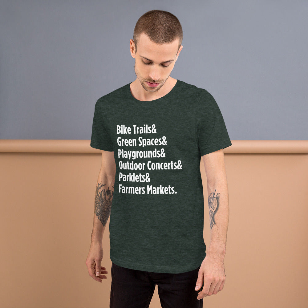 "Only on Main Street" (Greenspaces) Unisex T-shirt