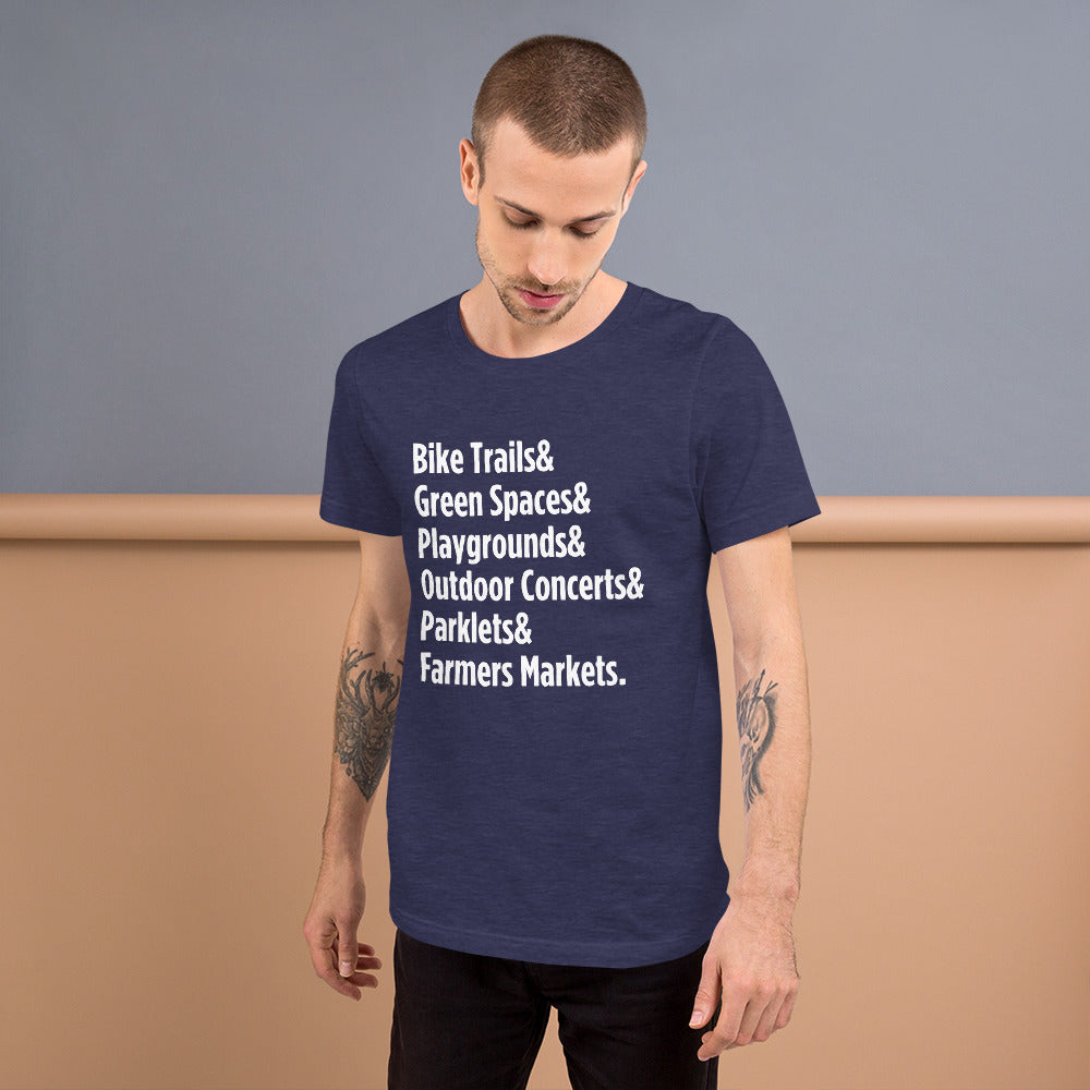 "Only on Main Street" (Greenspaces) Unisex T-shirt