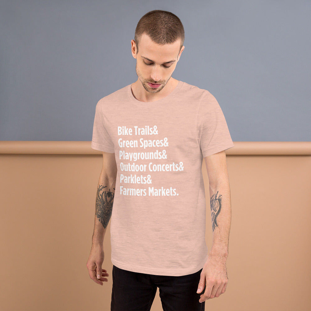 "Only on Main Street" (Greenspaces) Unisex T-shirt