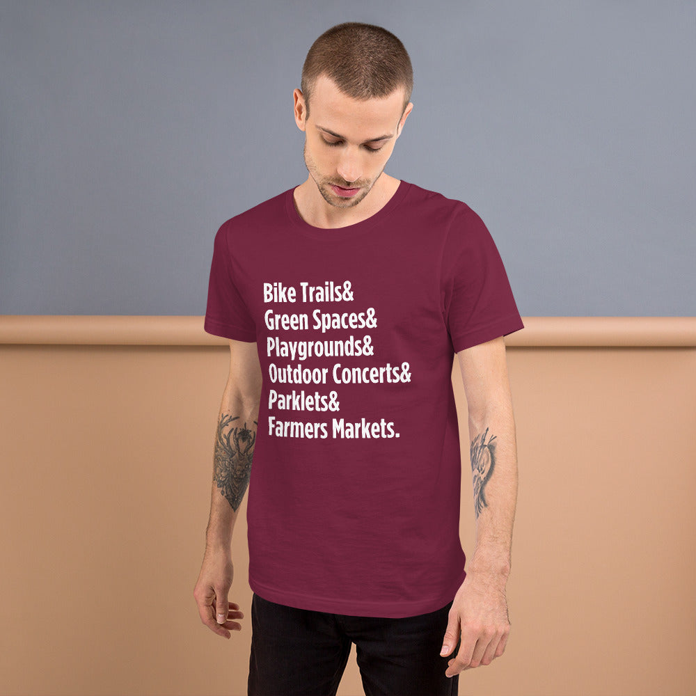 "Only on Main Street" (Greenspaces) Unisex T-shirt