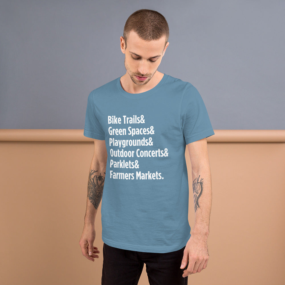 "Only on Main Street" (Greenspaces) Unisex T-shirt