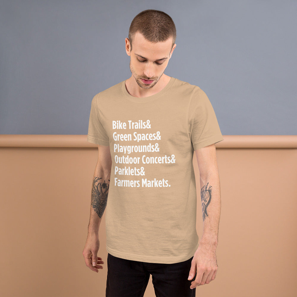 "Only on Main Street" (Greenspaces) Unisex T-shirt