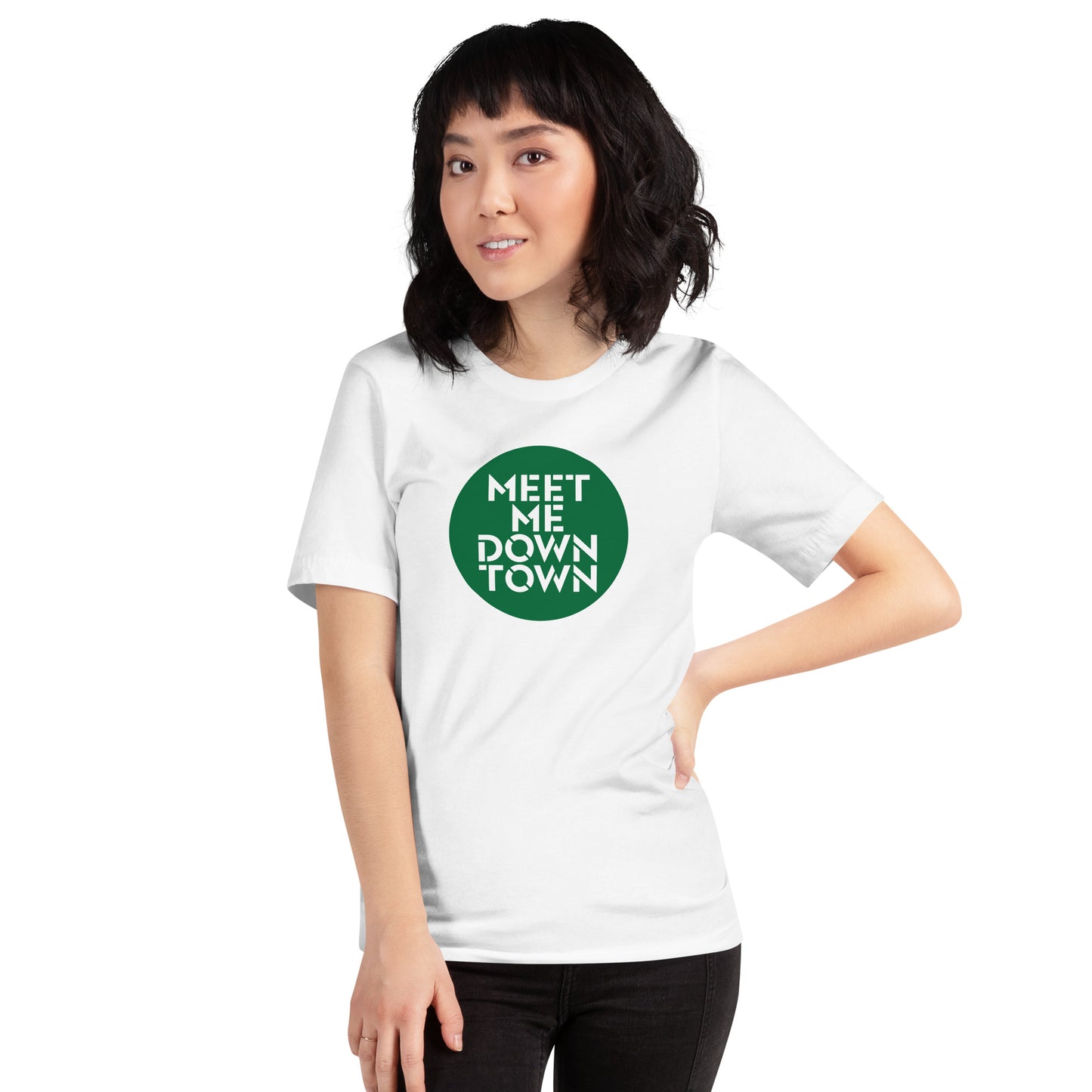 Customizable "Meet Me Downtown" Green Unisex T-shirt