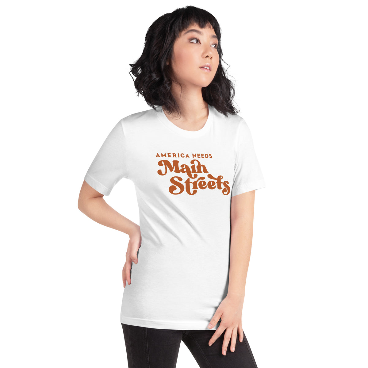 Customizable "America Needs Main Streets" Orange Unisex T-shirt