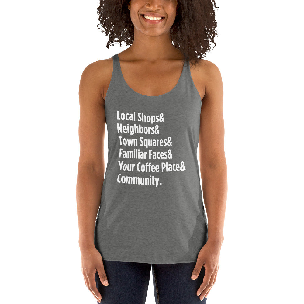 "Only on Main Street" (Community) Women's Racerback Tank