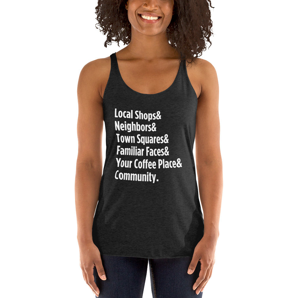 "Only on Main Street" (Community) Women's Racerback Tank