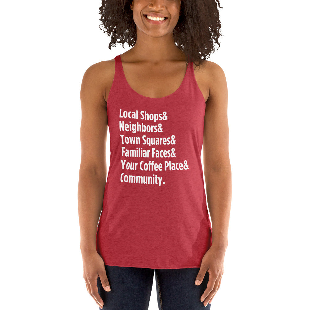 "Only on Main Street" (Community) Women's Racerback Tank