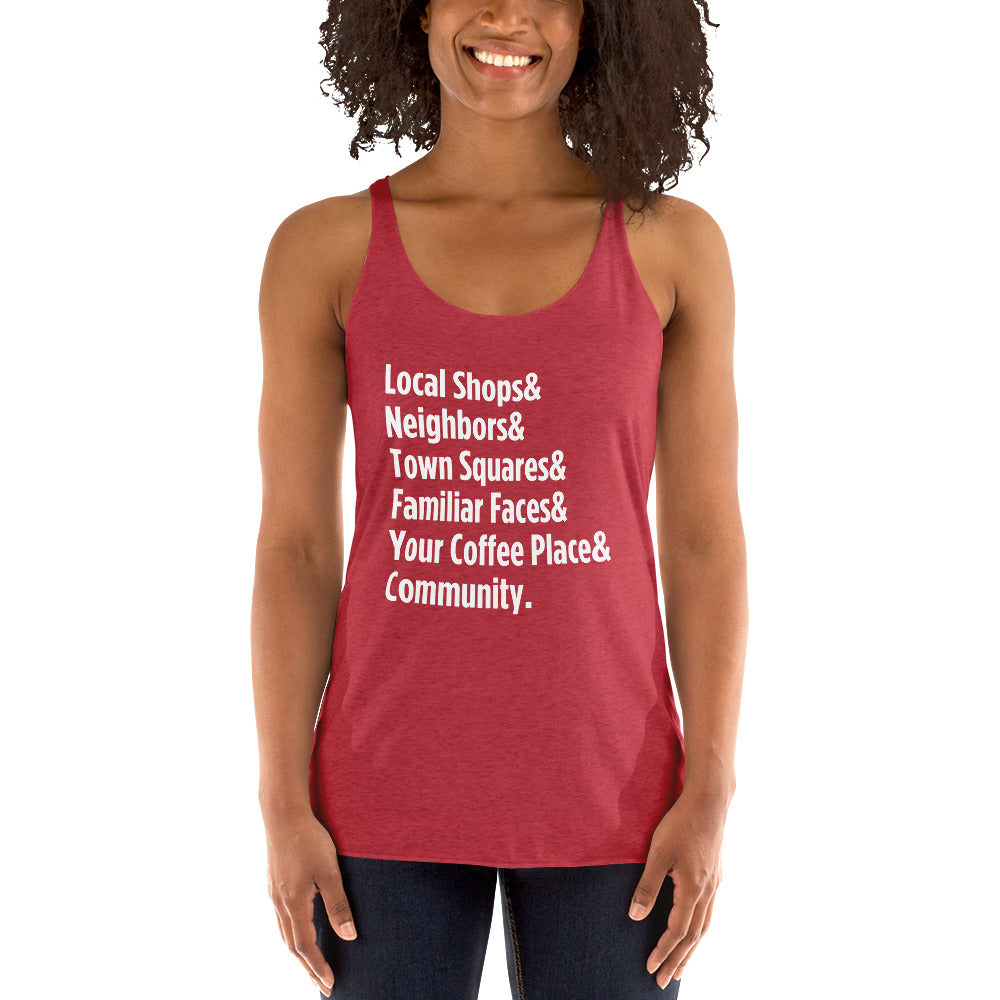 "Only on Main Street" (Community) Women's Racerback Tank