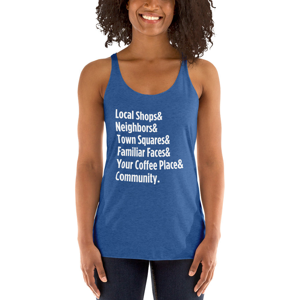 "Only on Main Street" (Community) Women's Racerback Tank